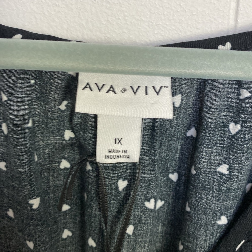 Women's Flutter Short Sleeve Midi A-Line Dress - Ava & Viv Sz 1X - Picture 3 of 9